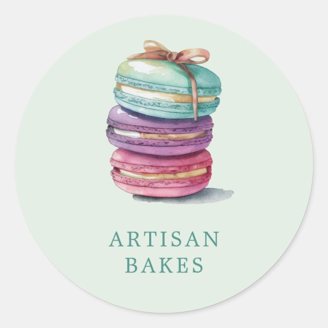 Macaron Baker Koch Minze Grün Runder Aufkleber (Vorderseite)