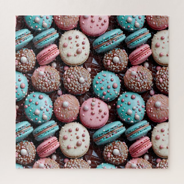 Macaron Blue, Pink und Schokolade Puzzle (Vertikal)