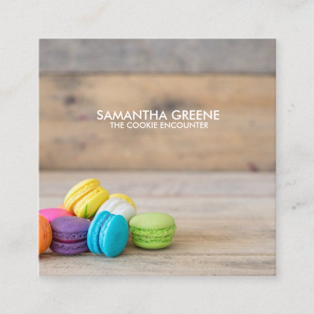Macaron Cookie Business Card Quadratische Visitenkarte (Vorderseite)