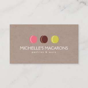 MACARON COOKIE TRIO LOGO auf KRAFT PAPIER für Bäck Visitenkarte