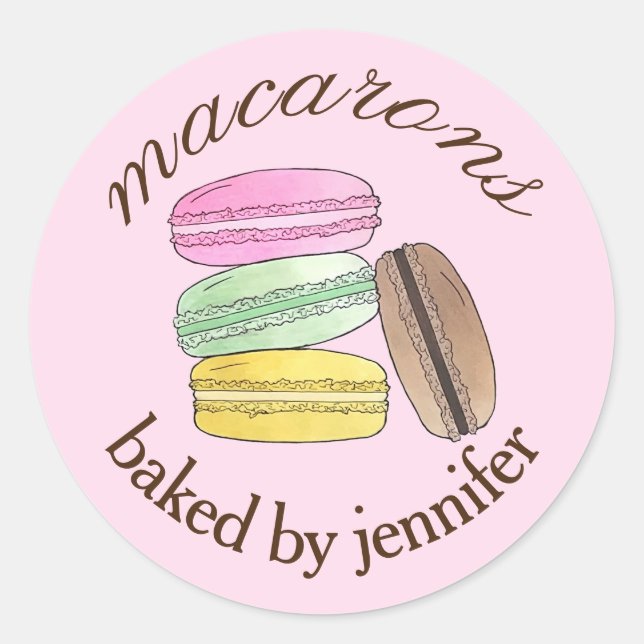 Macaron French Pastry Cookies Macarons Baked by Runder Aufkleber (Vorderseite)