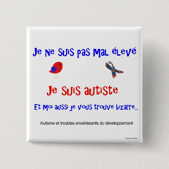 Macaron - Je Ne suis Pas mal élevé carré Button (Vorderseite)