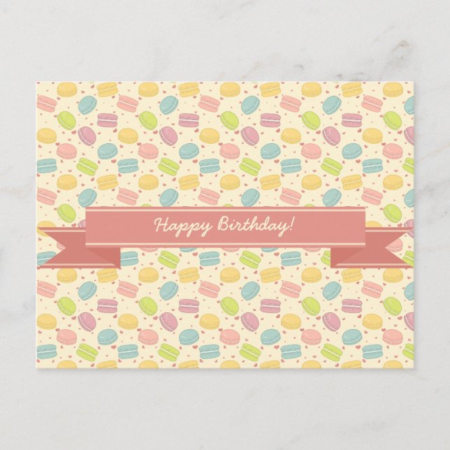 Macaron-Liebe mit Ribbon Postkarte (Vorderseite)