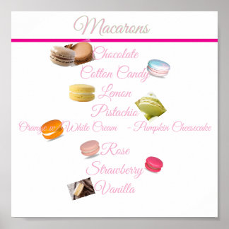 Macaron-Liste Dessert-Tisch Poster