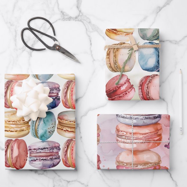 Macaron Lovers Gift Wrapping Paper Geschenkpapier Set (Vorderseite)