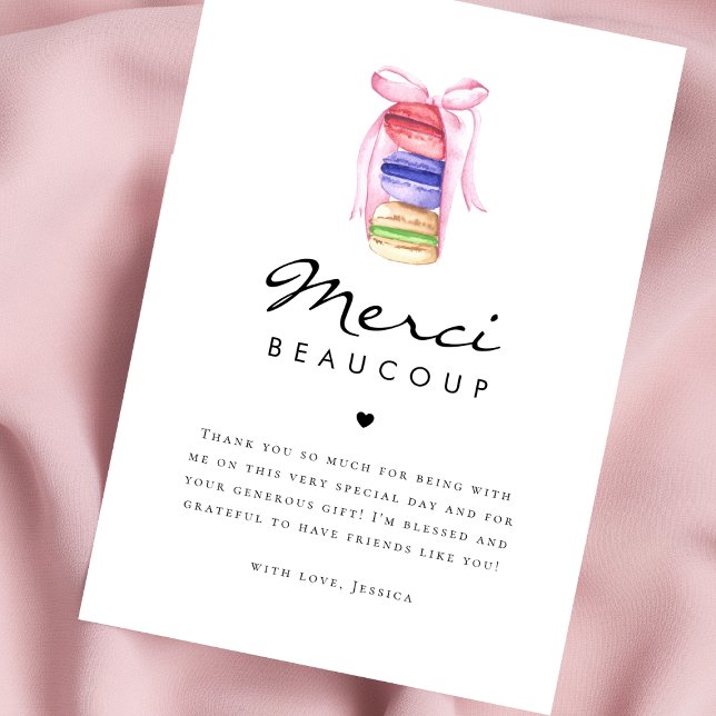 Macaron Merci Beaucoup Französisches Brautparty Dankeskarte (Von Creator hochgeladen)