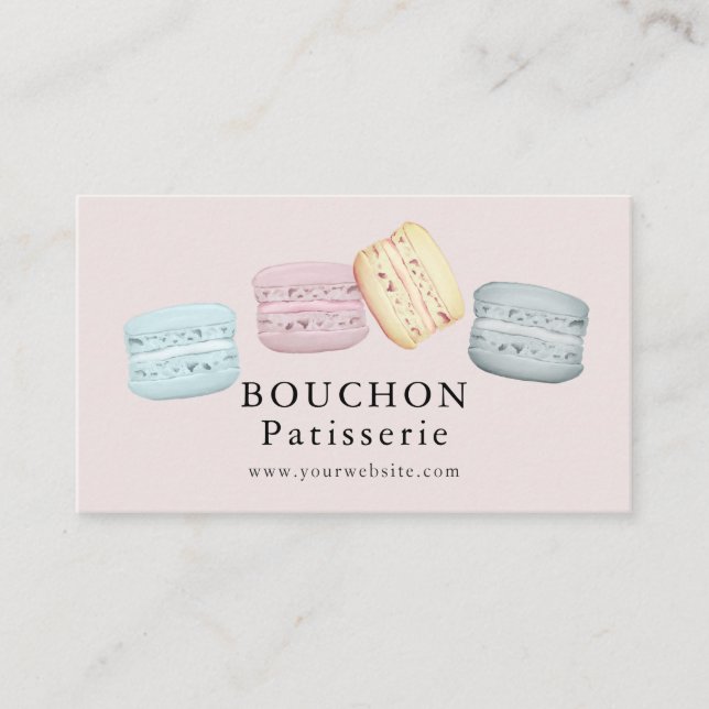 Macaron Pink Bakery Business Card Visitenkarte (Vorderseite)