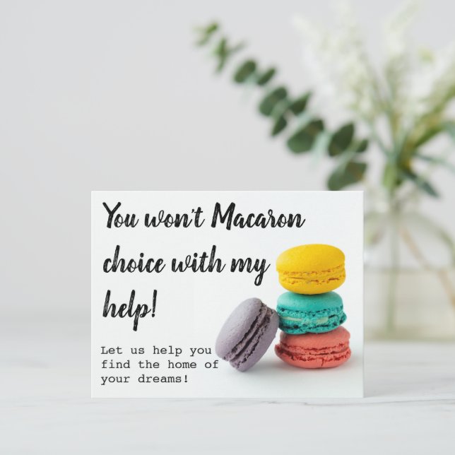 Macaron Real Estate Referral marketing Card Postkarte (Stehend Vorderseite)