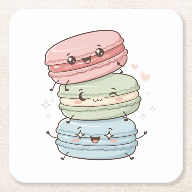 Macaron Süßigkeiten Kawaii Untersetzer (Vorderseite)