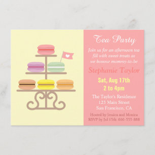 Macaron-Teeparty-Baby-Shower, Süßes Rosa Einladung