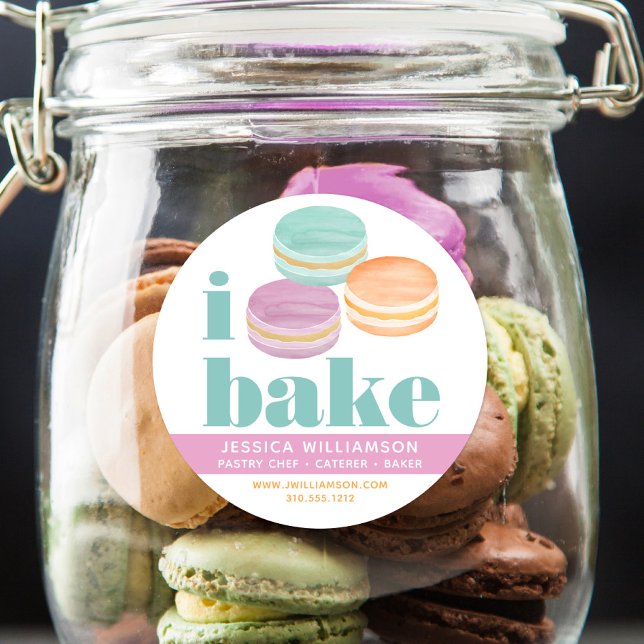 Macaron Turquoise Lila Orange Pastry Köche Bake Runder Aufkleber (Von Creator hochgeladen)