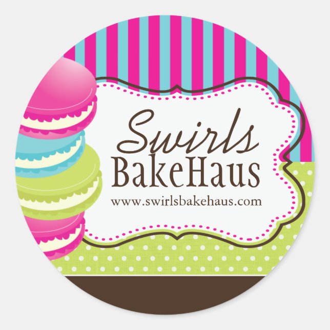 Macaron und Dessert - Verpackungsaufkleber Runder Aufkleber (Vorderseite)
