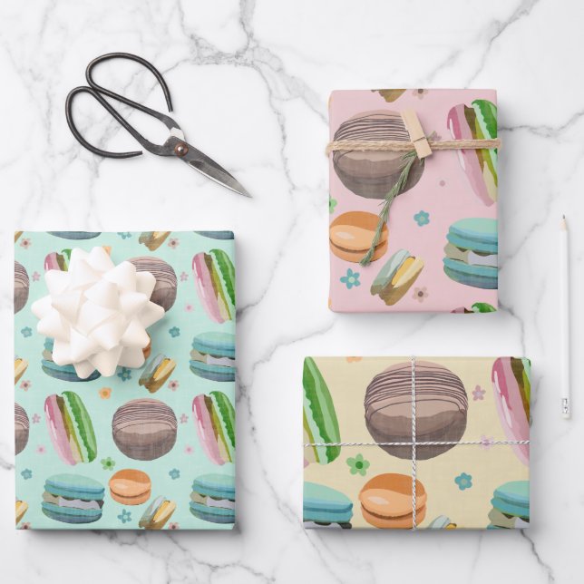 Macaron Wrapping Paper Sheet Set Geschenkpapier Set (Vorderseite)