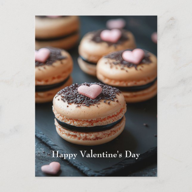 Macarones mit Herzen Valentinstag Postkarte (Vorderseite)