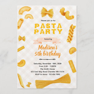 Macaroni-Pasta-Themen-Einladung zum Geburtstag Einladung