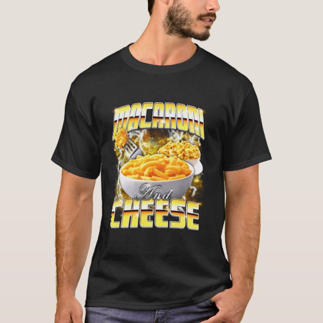 Macaroni und Käse Meme Bootleg Rap Style 90s Vin T-Shirt (Vorderseite)