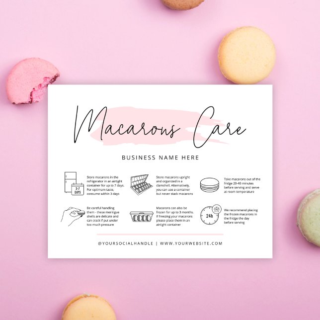 Macarons Care Guide Bäckerei Anleitung Feminine Dankeskarte (Von Creator hochgeladen)