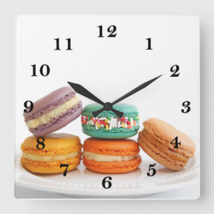 Macarons Clock Quadratische Wanduhr
