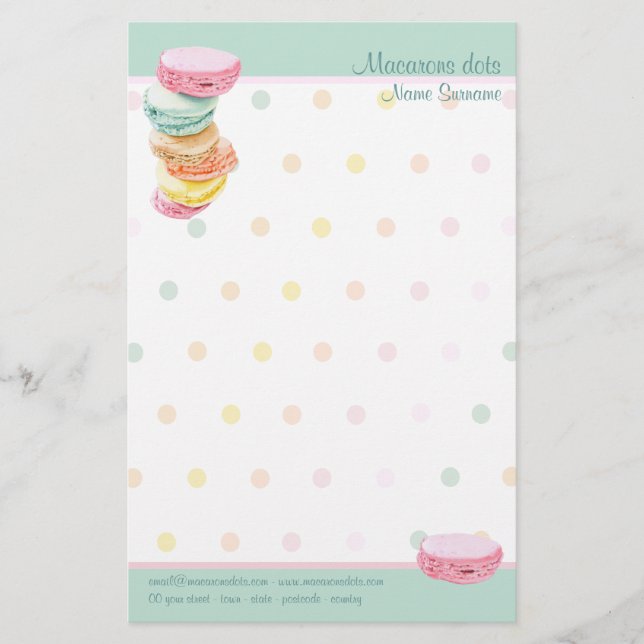 Macarons dots Stationierung Briefpapier (Vorderseite)