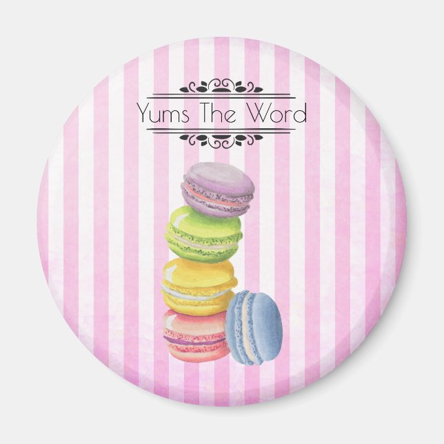 Macarons Französisch Konditorei in Pastellfarben Magnet (Vorne)