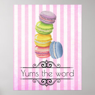 Macarons Französisches Dessert in Pastel Watercolo Poster
