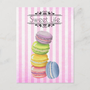 Macarons French Pastry Pastell Watercolor Postkarte