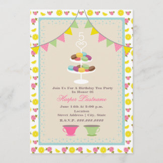 Macarons Geburtstags-Tee-Party Einladung