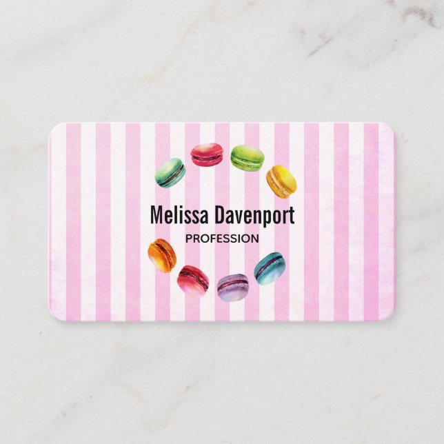 Macarons in einem Kreis | Französischer Konditor i Visitenkarte (Vorderseite)