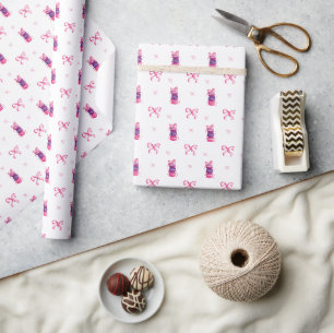 Macarons Pink Bow Coquette Geburtstags-Brautparty Geschenkpapier