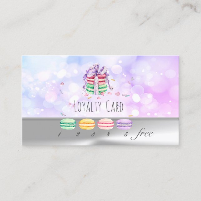 Macarons, Silber, Bokeh Treuekarte (Vorderseite)