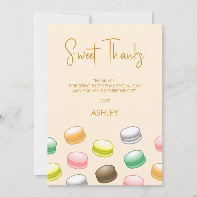 Macarons Sweet 16 Dankeskarte (Vorderseite)