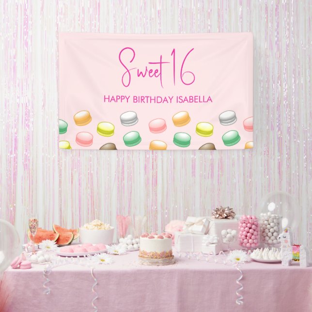 Macarons Sweet 16 Party Banner (Party)