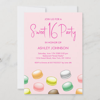 Macarons Sweet 16 Party Einladung