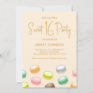 Macarons Sweet 16 Party Einladung