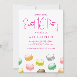 Macarons Sweet 16 Party Einladung