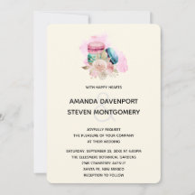 Macarons und Blume Wasserfarbenhochzeit