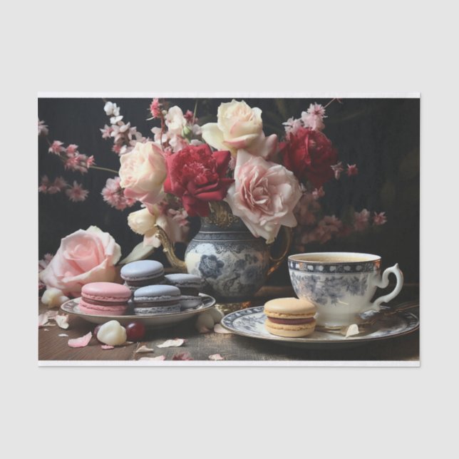 Macarons und Tee Seidenpapier (Vorderseite)