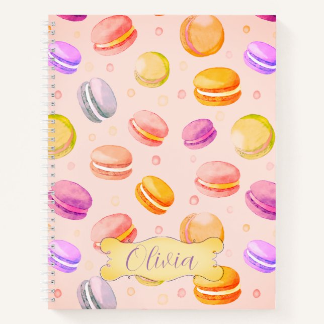 Macarons Watercolor Personalisiert-Notebook Notizbuch (Vorderseite)