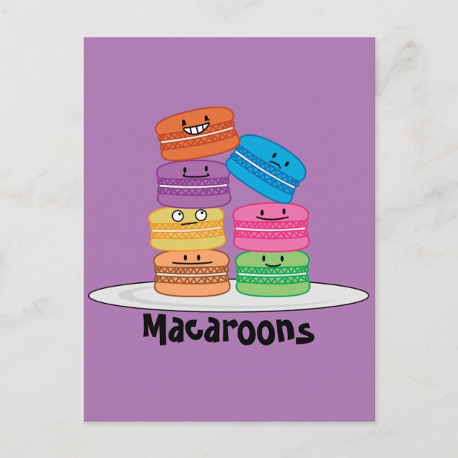 Macaroon Macaroons Cookie Französischer Süßspeise Postkarte (Vorderseite)
