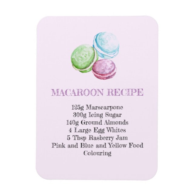 MACAROON RECIPE KÜCHE FLEXIBLER KÜHLSCHRANKMAGNET MAGNET (Vertikal)
