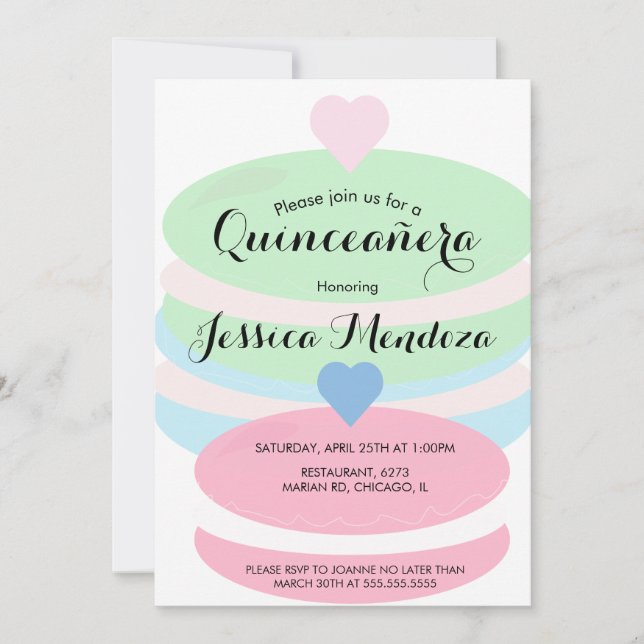 Macaroons Quince Sweet 16 Einladung (Vorderseite)