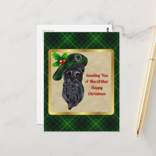 MacArthur Clan Abzeichen & Tartan Weihnachtspostka Postkarte