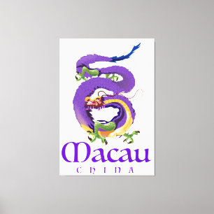 Macau China Drache Reiseplakat. Leinwanddruck