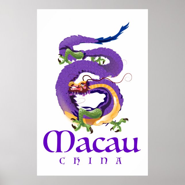 Macau China Dragon Reiseplakat. Poster (Vorne)