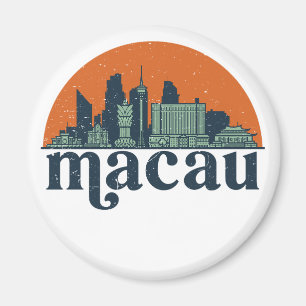 Macau China Vintage-Stadt-Skyline Stadtbild Kunst Magnet