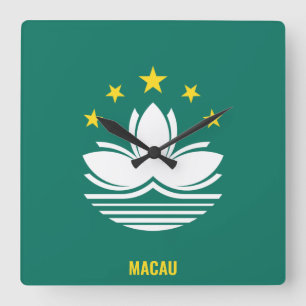 Macau Flag Dazzling Patriotic Quadratische Wanduhr