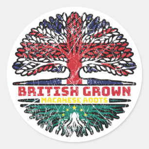 Macau Macanese Britische Tree Roots-Flagge Runder Aufkleber