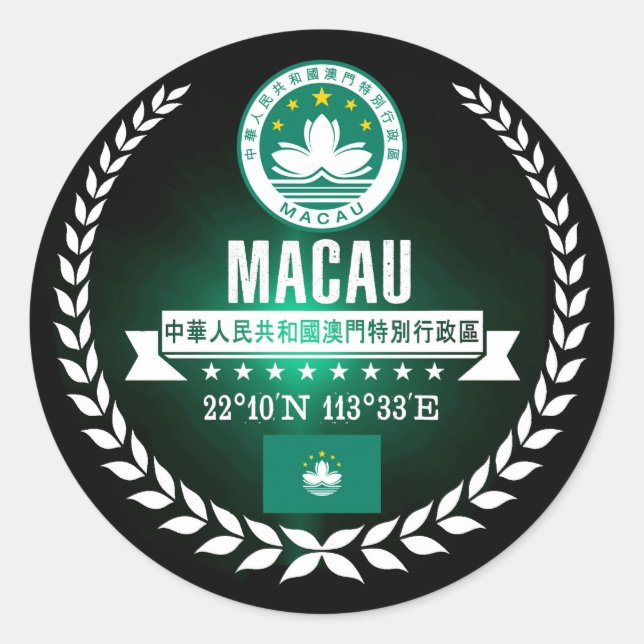 Macau Runder Aufkleber (Vorderseite)