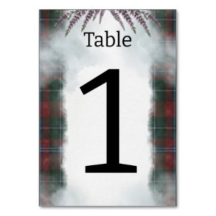 MacAulay Tartan Heather Hochzeitstisch Nummer Tischnummer