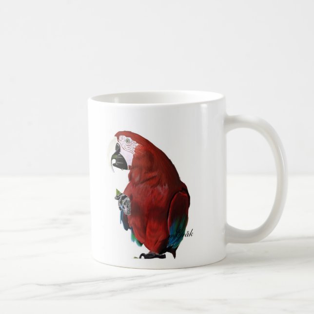 Macaw auf einer Schale Tasse (Rechts)